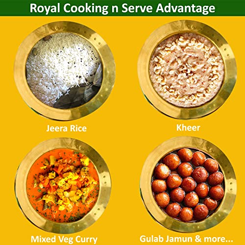 HOKOYA Small Brass Handi for Cooking Food (1 Litre Water Capacity) | Mirror Finish | Brass Cookware | Utensils for Kitchen Cooking Pot - Image 3