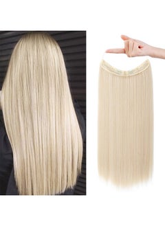 REECHO Invisible Wire Hair Extensions With Transparent Headband Adjustable Size Removable Secure Clips In Straight Secret Hairpiece For Women (20 Inch (Pack Of 1), Light Blonde)  - Image 1