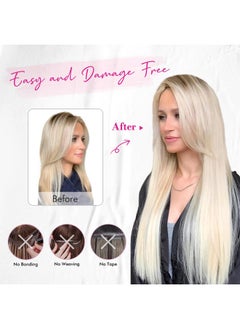 REECHO Invisible Wire Hair Extensions With Transparent Headband Adjustable Size Removable Secure Clips In Straight Secret Hairpiece For Women (20 Inch (Pack Of 1), Light Blonde)  - Image 4