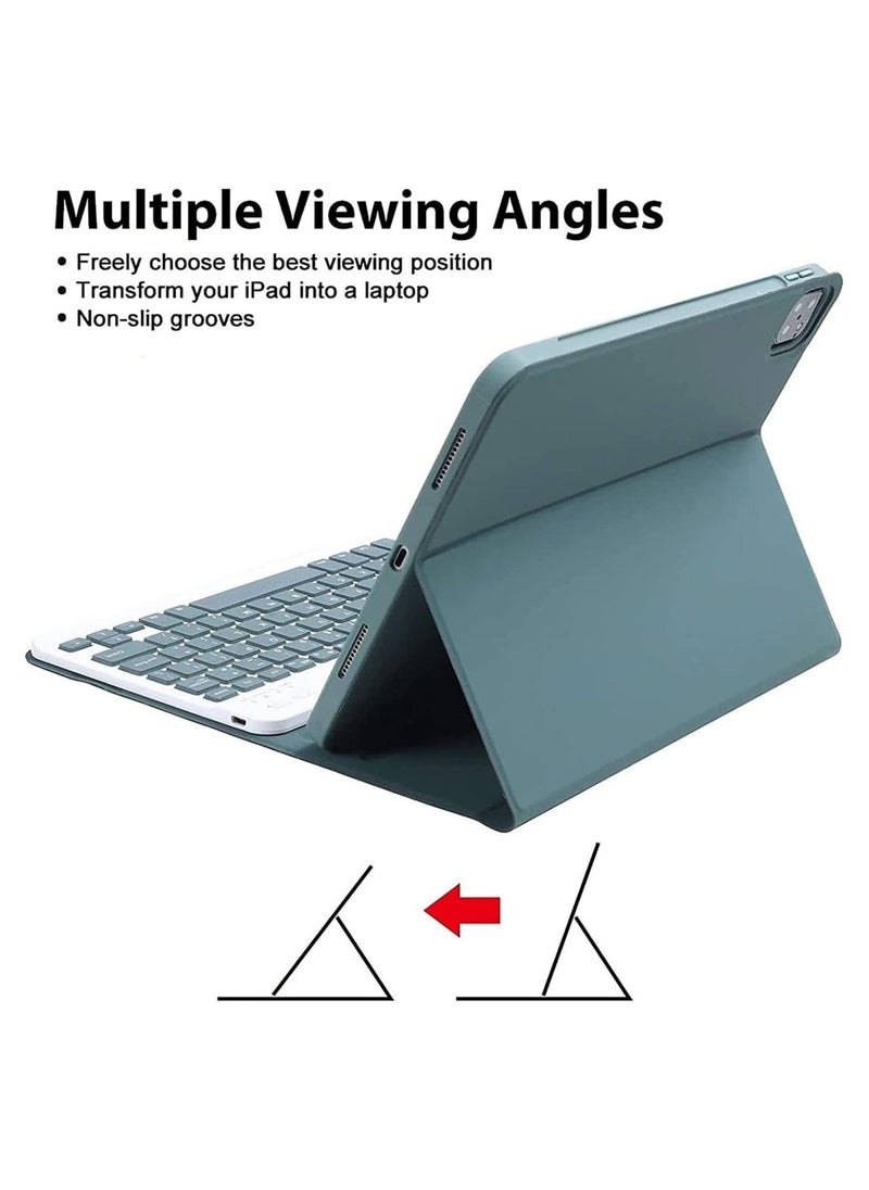 Arabic and English Keyboard Case for Samsung Galaxy Tab A8 10.5'' 2022 Model SM-X200/X205/X207, Detachable Wireless Keyboard Pencil Holder Slim Leather Smart Cover with Mouse