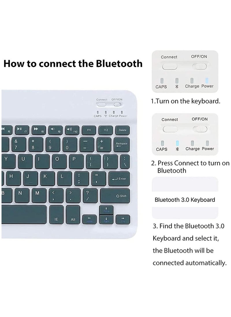 Arabic and English Keyboard Case for Samsung Galaxy Tab A8 10.5'' 2022 Model SM-X200/X205/X207, Detachable Wireless Keyboard Pencil Holder Slim Leather Smart Cover with Mouse