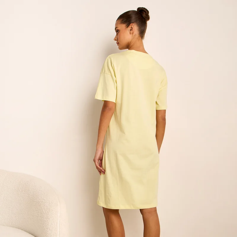Splash FAV Stitch Print Night Dress with Round Neck