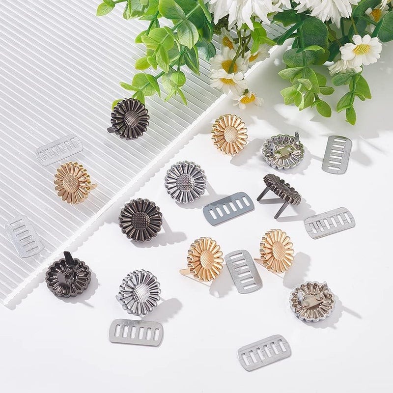 كلاراكو مجموعة من 12 مشبكًا مزخرفًا للحقائب من كلاركو، 3 ألوان من مشبك دوار الشمس المزخرف، مشبك حقيبة يد، إكسسوارات أحذية وحقائب يدوية، مشبك مزخرف لحزام جلدي، ملابس، زفاف، مشروع DIY - Image 3