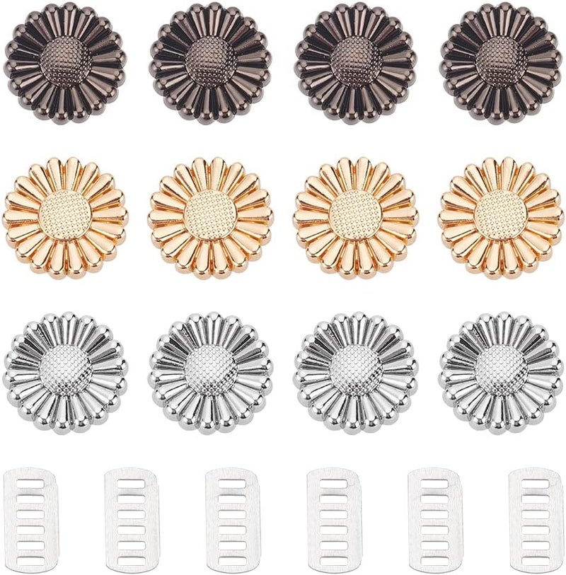 كلاراكو مجموعة من 12 مشبكًا مزخرفًا للحقائب من كلاركو، 3 ألوان من مشبك دوار الشمس المزخرف، مشبك حقيبة يد، إكسسوارات أحذية وحقائب يدوية، مشبك مزخرف لحزام جلدي، ملابس، زفاف، مشروع DIY - Image 1