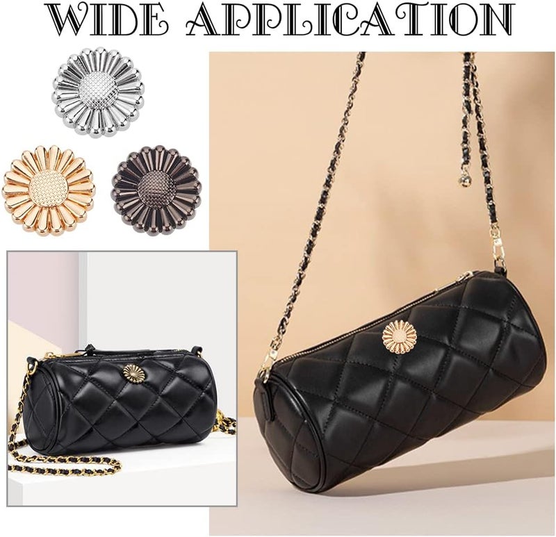 كلاراكو مجموعة من 12 مشبكًا مزخرفًا للحقائب من كلاركو، 3 ألوان من مشبك دوار الشمس المزخرف، مشبك حقيبة يد، إكسسوارات أحذية وحقائب يدوية، مشبك مزخرف لحزام جلدي، ملابس، زفاف، مشروع DIY - Image 5