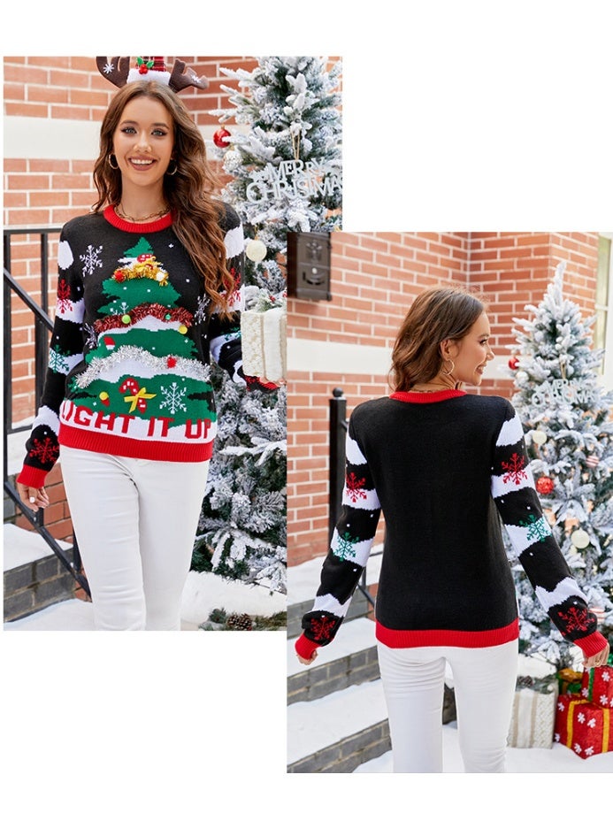 NIBEMINENT Christmas Knitwears Sweater Women Autumn And Winter  O Neck Long Sleeve Printed Fashion Casual Knitted Pullovers Feminina Top - Image 2