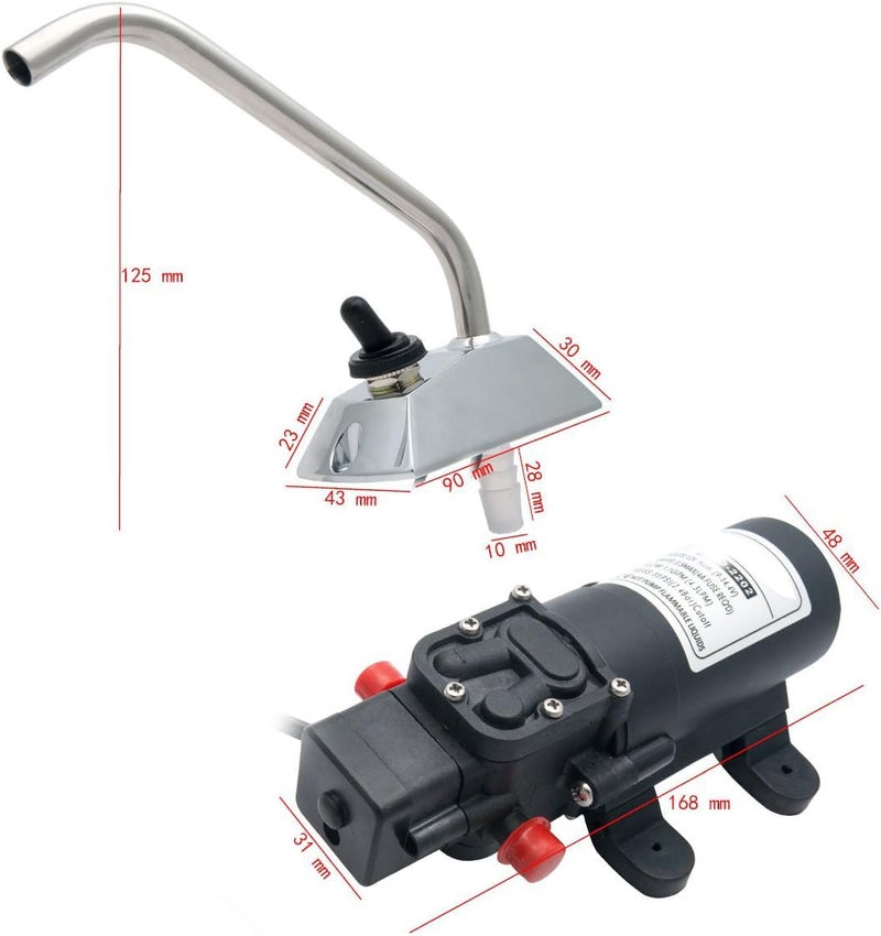 Maso RV Water Pump 12V High-end Super Powerful, MASO Self-Priming Galley High Pressure Electric Pumps with 360° Spin Faucet/Tap for Boat/Caravan Motorhome - Image 4