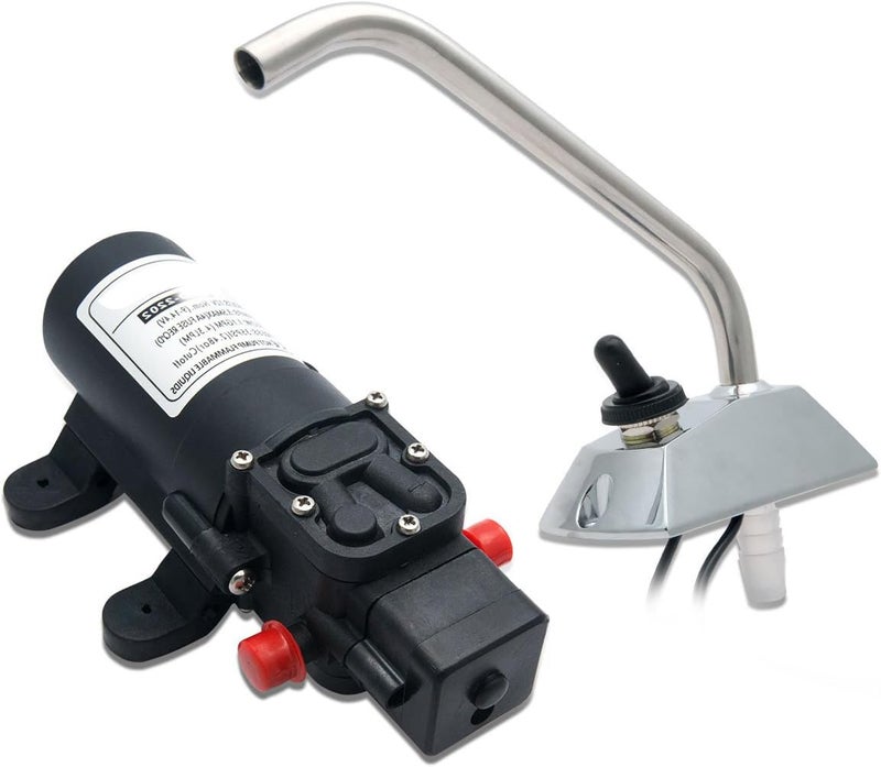 Maso RV Water Pump 12V High-end Super Powerful, MASO Self-Priming Galley High Pressure Electric Pumps with 360° Spin Faucet/Tap for Boat/Caravan Motorhome - Image 1