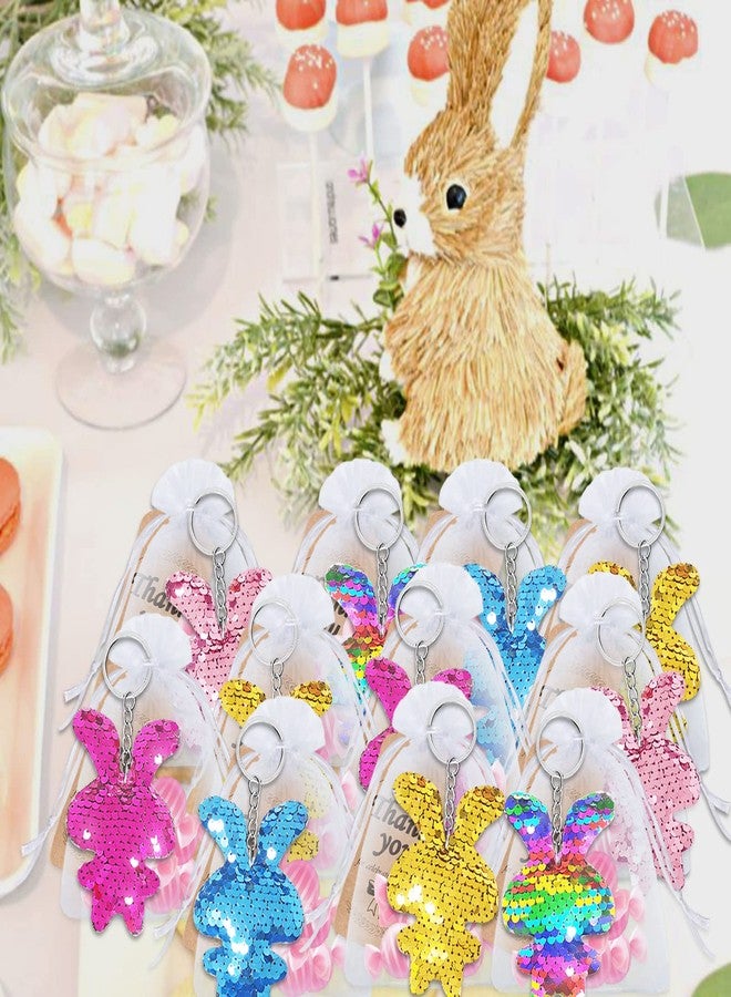 CiciBear 60 Pack Rabbit Double-Deck Flip Sequin Party Sets with 20 Keychains, 20 Thank You Tags and 20 Bags for Bunny Party,Birthday,Carnival, Goodie Bag Stuffers, 5 Colors - Image 4