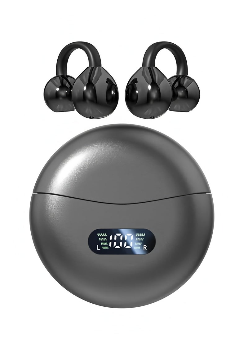 أبلينم سماعات أذن بمشبك خلفي مفتوح، سماعات رياضية لاسلكية بتقنية البلوتوث، علبة شحن لاسلكية مزودة بمؤشر LED للبطارية، سماعات رياضية مقاومة للماء، سماعات للجري (أسود). - Image 1