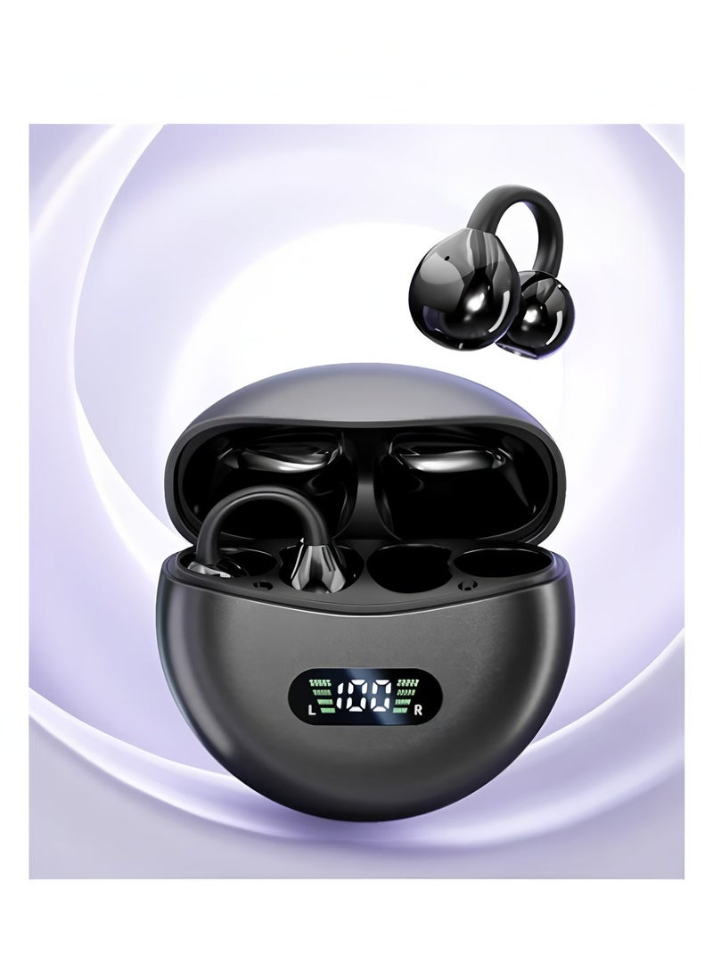 أبلينم سماعات أذن بمشبك خلفي مفتوح، سماعات رياضية لاسلكية بتقنية البلوتوث، علبة شحن لاسلكية مزودة بمؤشر LED للبطارية، سماعات رياضية مقاومة للماء، سماعات للجري (أسود). - Image 2