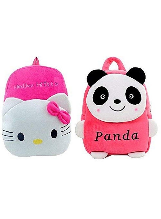 Blue Tree Soft Material School Bag for Kids Plush Backpack Cartoon Toy, Children's Gifts Boy/Girl/Baby/Decor School Bag for Kids (Panda&Hello Kitty) - Image 1