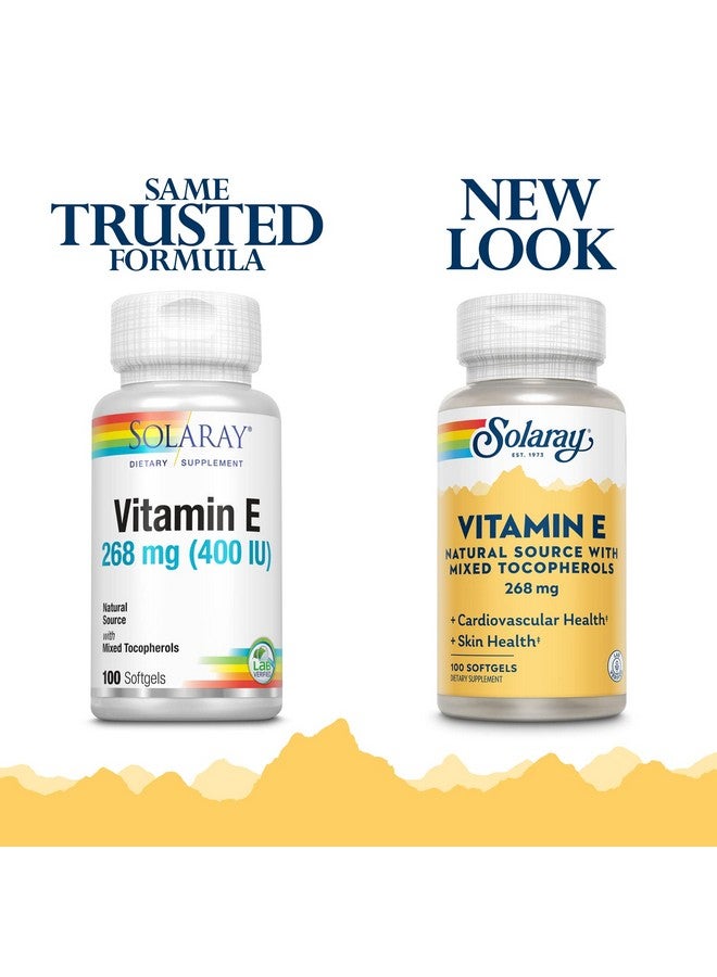 SOLARAY سولاراي فيتامين E د-ألفا توكوفيرول 268 ملغ (400 وحدة دولية) | صحة القلب والجلد، دعم نشاط مضادات الأكسدة | 100 حبة - Image 2