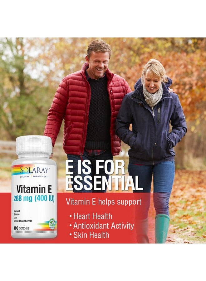 SOLARAY سولاراي فيتامين E د-ألفا توكوفيرول 268 ملغ (400 وحدة دولية) | صحة القلب والجلد، دعم نشاط مضادات الأكسدة | 100 حبة - Image 4