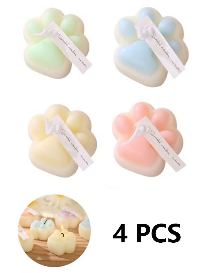 4PCS Cat Paw Shaped Scented Candle,100G Animal Aroma Soy Wax Decorative Candle for Table Photo Prop Birthday Gift,Prefect for Meditation Stress Relief Mood Boosting Bath Yoga - Image 1