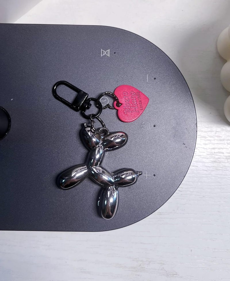 LAEKOU سلسلة مفاتيح بتصميم كلب البالون الجيلي للنساء، سلسلة مفاتيح للفتيات اللطيفات، إكسسوارات سلسلة مفاتيح لمفاتيح السيارة - Image 2