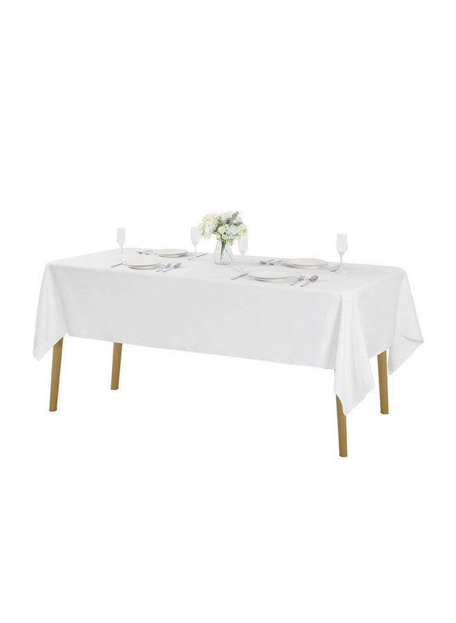 Cupuamon Rectangle Tablecloth 60x102 inch Washable Polyester Fabric Table Cloth for Wedding Party Dining Banquet Decoration（60x102, White） - Image 1