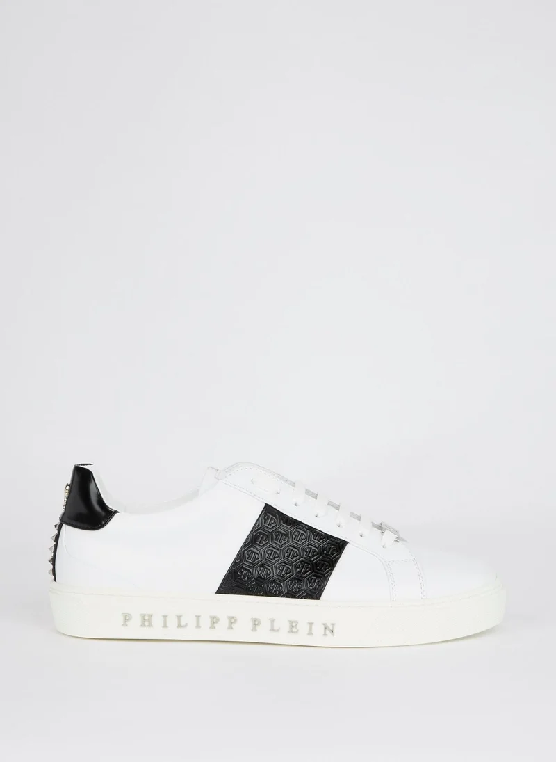 PHILIPP PLEIN White Contrast Patch Leather Sneakers