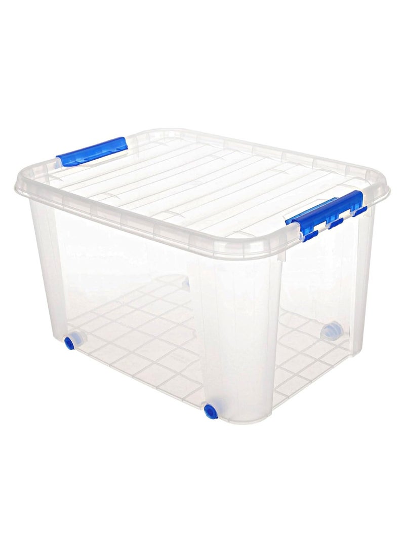 El Watania Light Transparent Clear Plastic Box with Wheels and Cover - Image 1