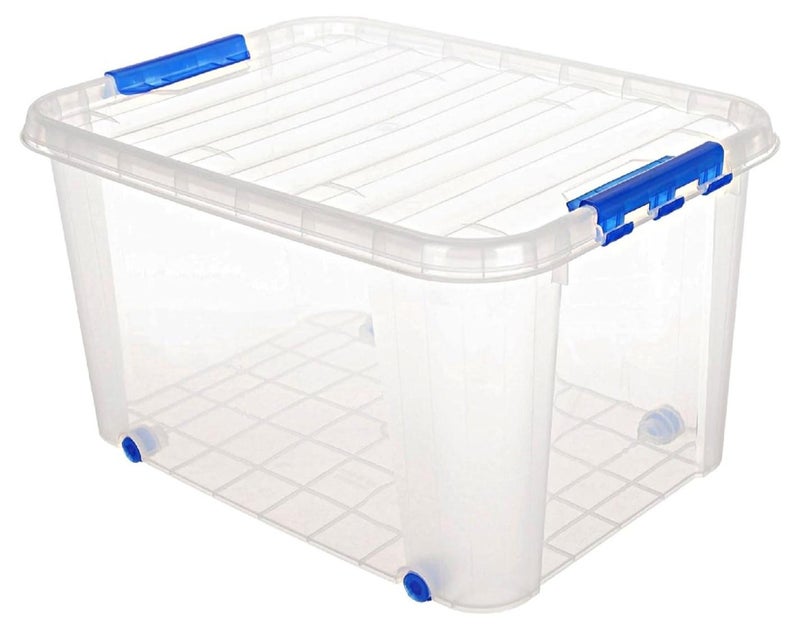 El Watania Light Transparent Clear Plastic Box with Wheels and Cover 30 Liter - Image 1