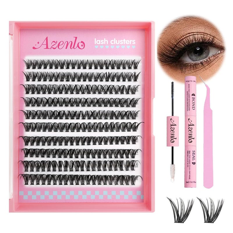 Azenlo Natural Lash Clusters Kit Wispy Eyelash Clusters 120 pcs Cluster Eyelash Extensions C Curl Individual Lashes 10-16 mm Mix Length Natural Look (50D KIT 120 Pcs) - Image 1