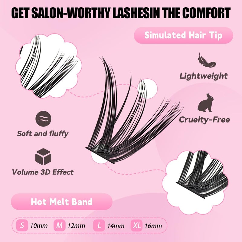 Azenlo Natural Lash Clusters Kit Wispy Eyelash Clusters 120 pcs Cluster Eyelash Extensions C Curl Individual Lashes 10-16 mm Mix Length Natural Look (50D KIT 120 Pcs) - Image 4