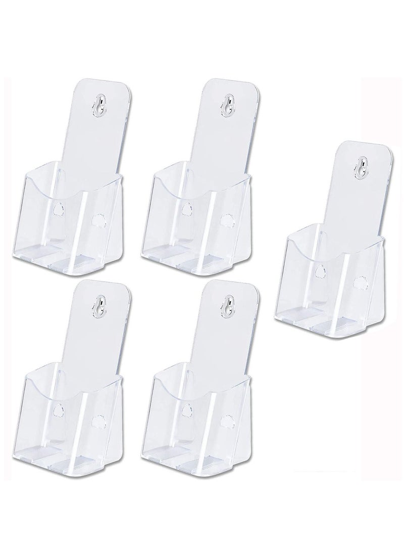 SYOSI - 5Pieces Acrylic Brochure Holder Stand Pamphlet Holder 4 Inch Clear Literature Holder Plastic Flyer Display Stand for Vendors, Trifold, Brochure, Menu, Magazine, Pamphlet, Booklets - Image 1