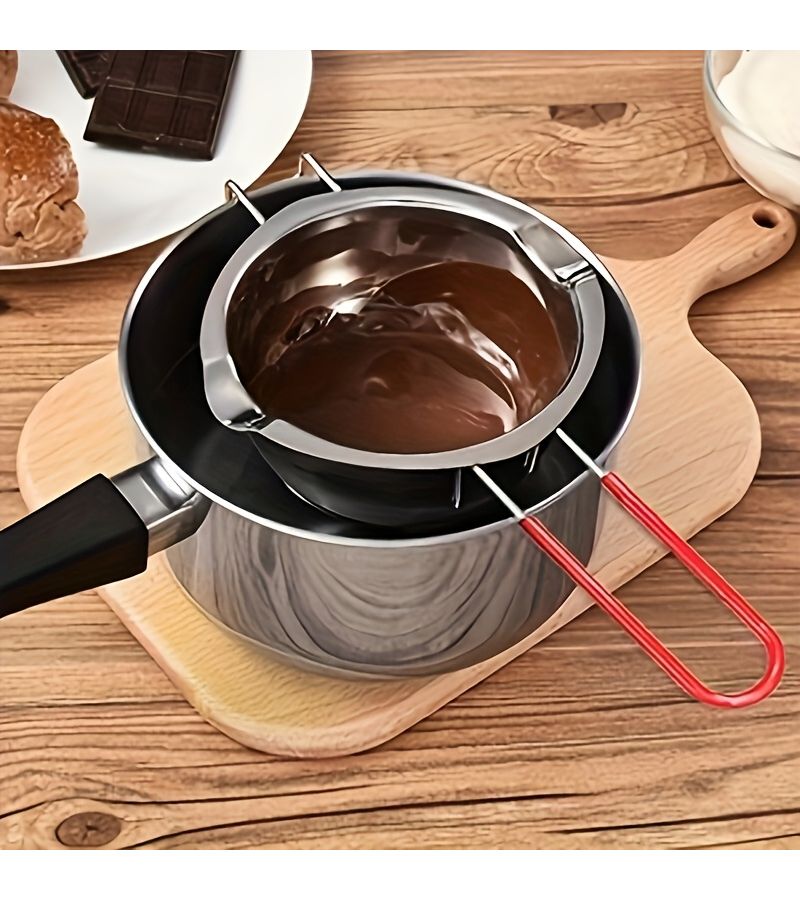 Stainless Steel Melting Bowl Chocolate Heating Pot Cheese Fondue Baking Dessert Tool Caramel Pot Suitable For Heating Cheese And Butter Ideal For Kitchen Baking And Outdoor Camping - Image 1