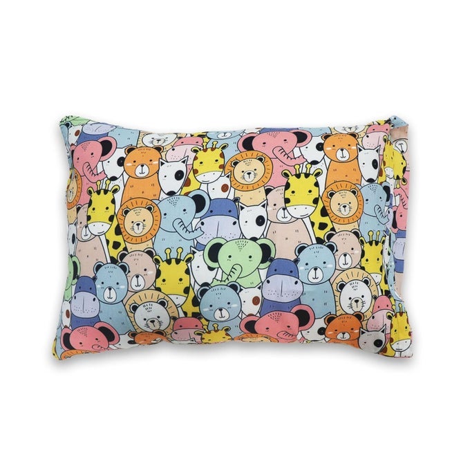 TODDLER PILLOW WITH 100 COTTON REMOVABLE COVER 20 X 15 INCHES CHILDREN PILLOWS BABY PILLOWS HAPPY ZOO MULTICOLORED