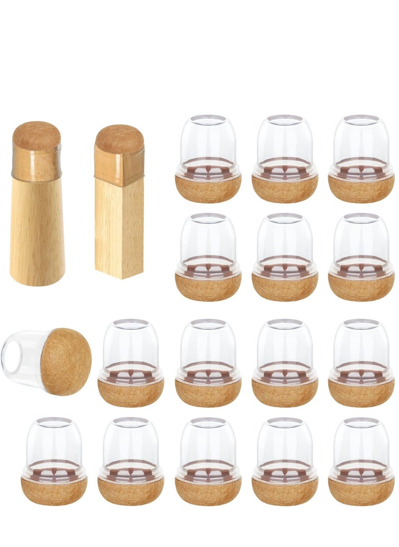 16 PCS Silicone Chair Leg Floor Protectors with Thickened Felt Round High Elastic Furniture Leg Protectors Chair Leg Caps for Protecting Hardwood Floors from Scratches and Noise - Image 1