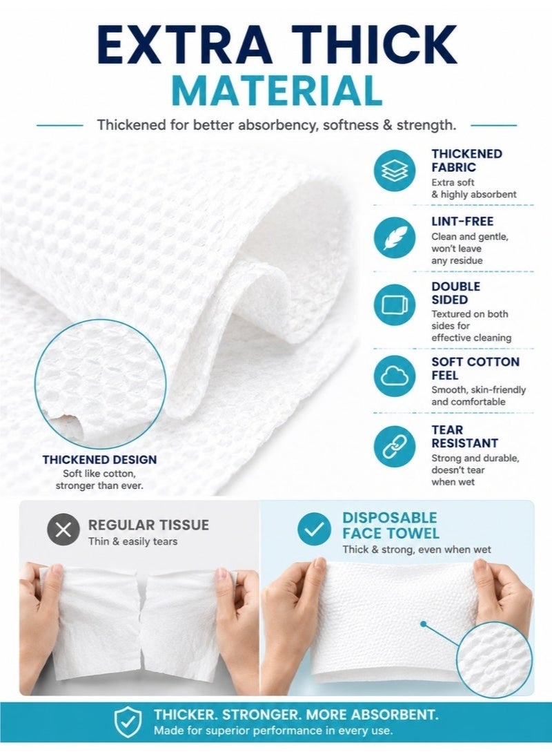 Disposable Face Towels 50 Count – Ultra Soft Thickened Biodegradable Facial Cleansing Towels, Lint-Free, Highly Absorbent Dry & Wet Face Tissues for Makeup Removal, Skincare, Sensitive Skin & Daily Face Drying - Image 4