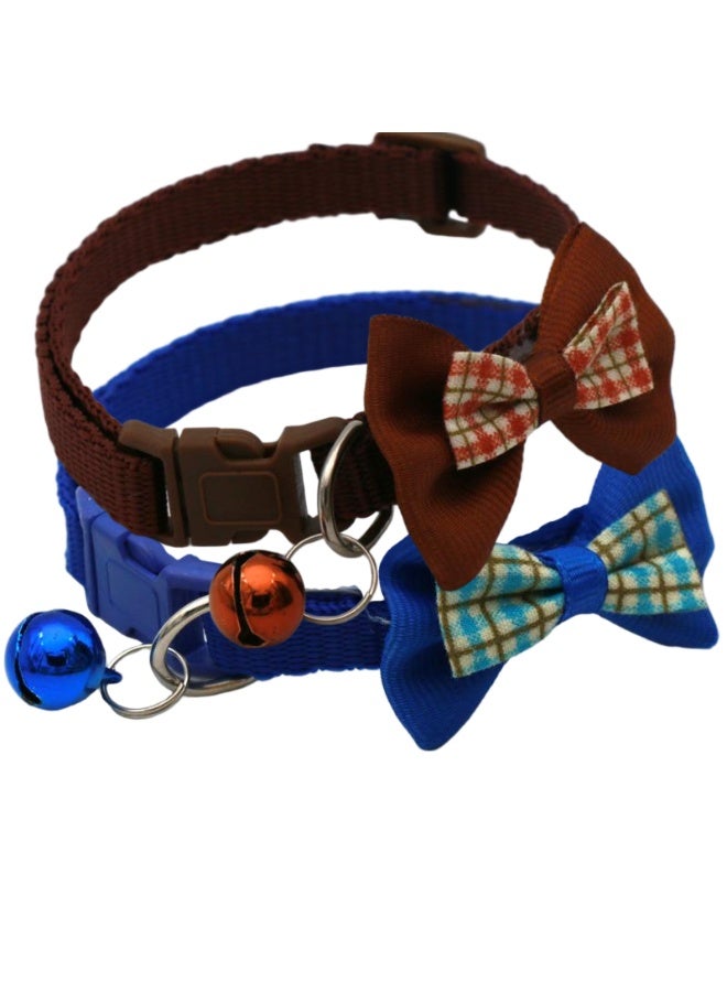 2PCS Plaid Bow Tie Pet Collar for Cats and Small Dogs, Adjustable PVC Checkered Collars for Puppies and Kittens - Image 2