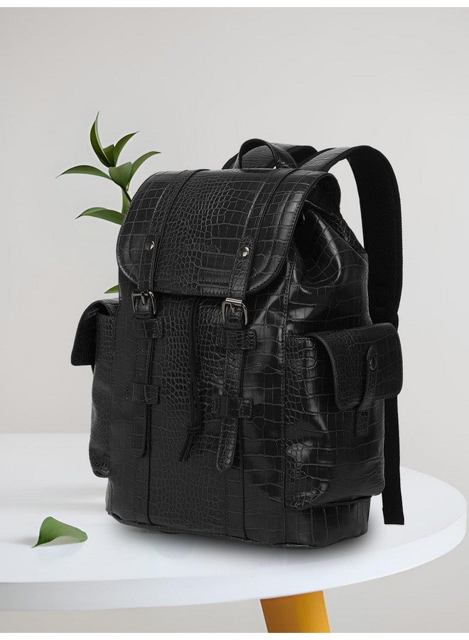 FUR JADEN Pro-IX Vegan Leather 15.6 Inch Travel Laptop Backpack Weekender Bag for Men Women (Stark Black) - Image 3