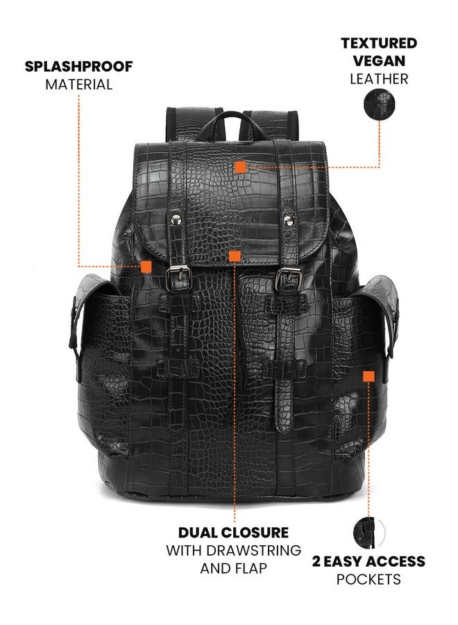 FUR JADEN Pro-IX Vegan Leather 15.6 Inch Travel Laptop Backpack Weekender Bag for Men Women (Stark Black) - Image 4