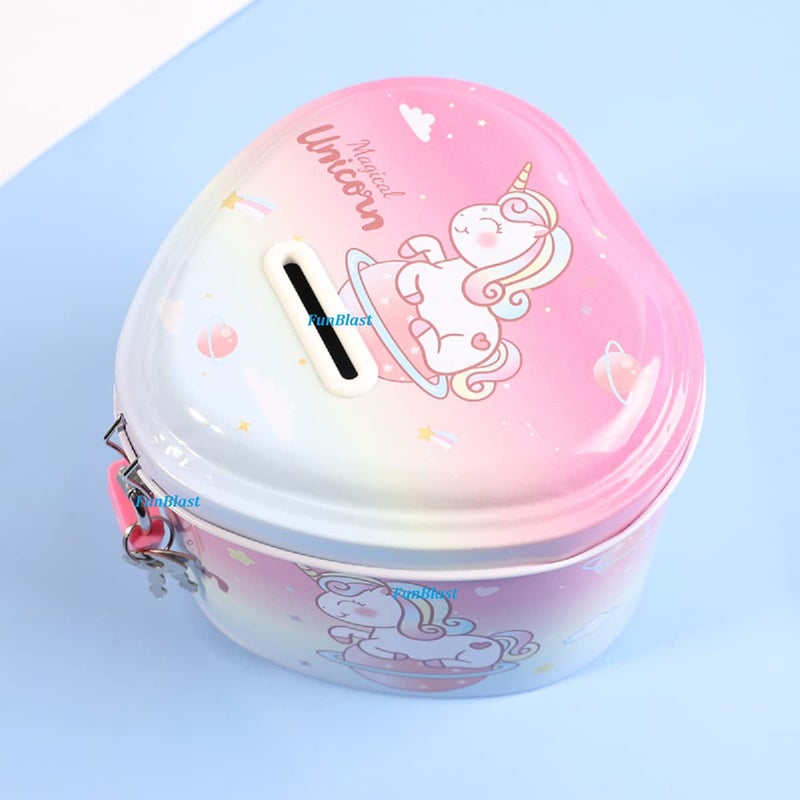 FunBlast حصالة للأطفال – حصالة نقود على شكل يونيكورن مع قفل ومفتاح – هدية عيد ميلاد للأولاد والبنات، حصالة نقود، صندوق عملات للأطفال، صندوق عملات معدني للأطفال (يونيكورن) - Image 5