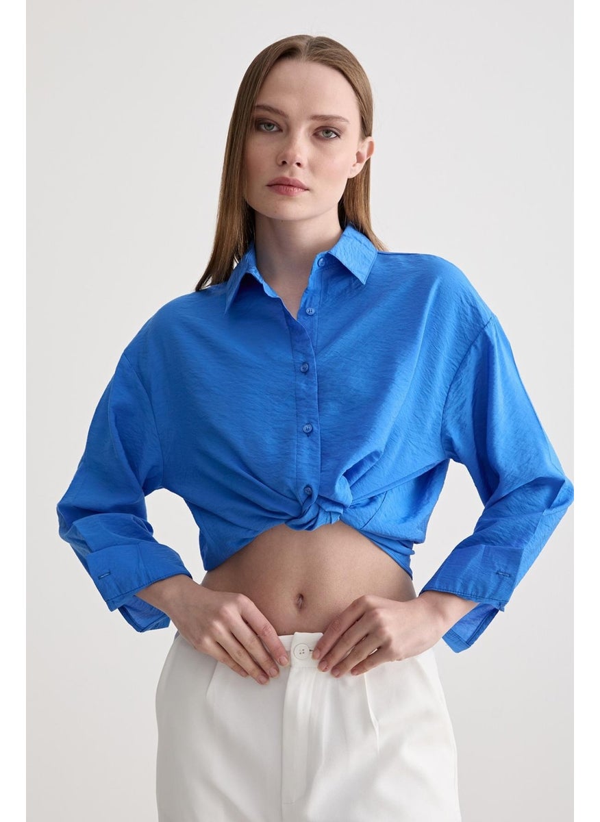 Women's Long Sleeve Front Short Back Long Oval Skirt Shirt - pzsku/Z47C503ACDF84CEBDF4C7Z/45/_/1739796151/d222462e-80aa-4e66-9700-ccfec57e3e67