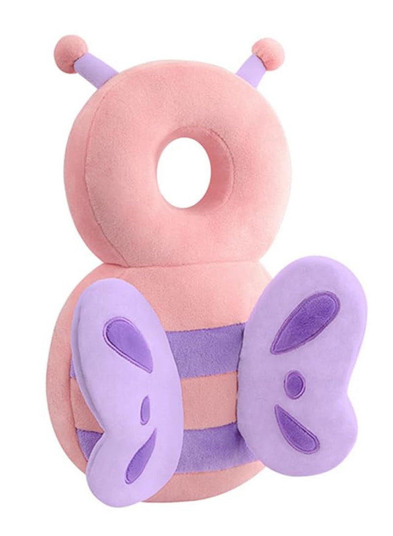 Baby Walker Head Protector Toddler Adjustable Baby Head Protection Backpack Wear Safety Pad (Pink Butterfly)  - Image 1
