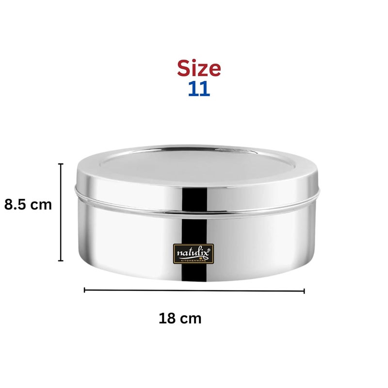 NATULIX Stainless Steel Masala Container Masala box for Kitchen Spice Box Masala Dabba with 7 Containers and Small Spoon Silver Medium 18cm 15 Ltr - Image 4