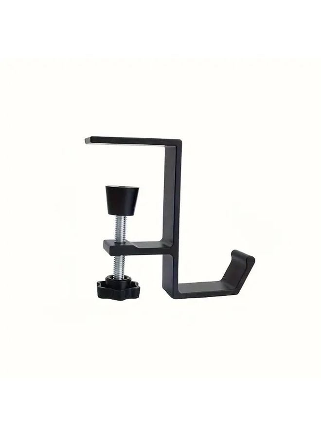 Black Adjustable Desk Hook No Drill Installation Wall Mount Space Saving Storage - Image 1