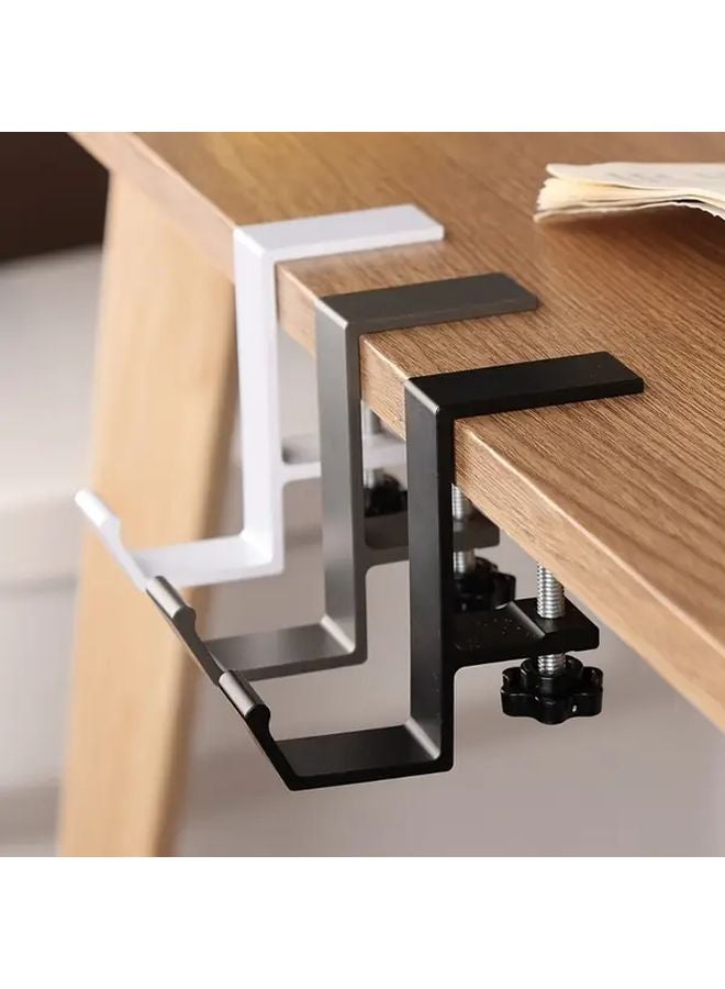 Black Adjustable Desk Hook No Drill Installation Wall Mount Space Saving Storage - Image 5