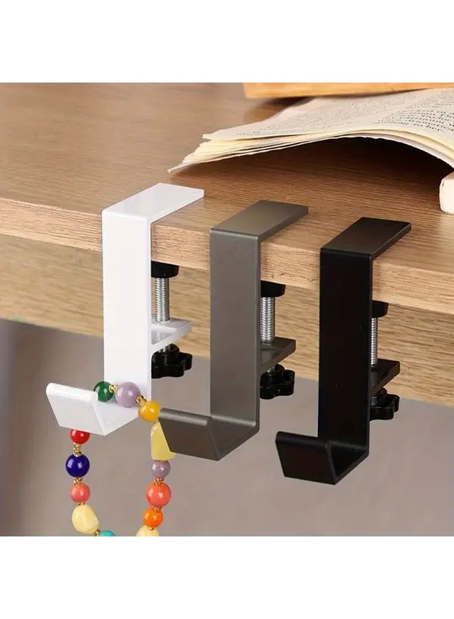 Black Adjustable Desk Hook No Drill Installation Wall Mount Space Saving Storage - Image 3
