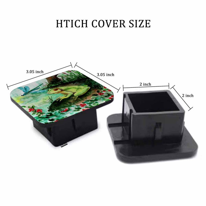 Beabes Frog Receiver Hitch Tube Cover Cute Frog Dragonfly Flower Pond Car Rear Trailer Hitch Covers  Anti-Loss Rubber Hitch Cover Plug Caps Fits 2 Inch Auto Truck Receivers - Image 2