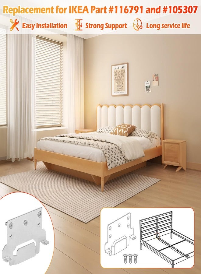 ulapithi 116791 Mounting Plates Replacement for IKEA Bed Frame Brackets Part #116791 (2 X Mounting Plate) and 105307 (6 X Screws) Spare Hardware Parts Compatible Hemnes Malm Brimnes Ingatorp Tarva Kritte - Image 4