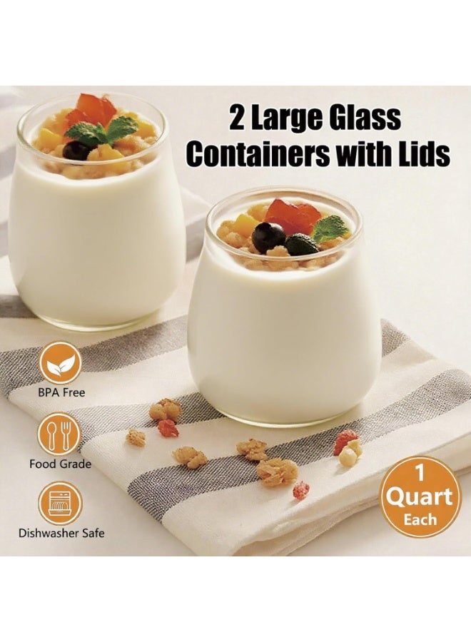 YQLIFE 2L Yogurt Maker with Two Containers for Larger Batches Yogurt Maker with Adjustable Time & Temp Control Probiotics Yogurt Maker Machine for Homemade Dessert - Image 3