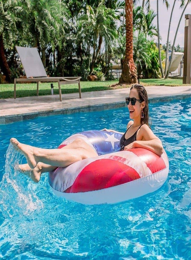 Poolcandy Stars and Stripes Pool Rafts (Stars & Stripes Pool Tube 48 inch American Flag Swim Ring) - Image 3