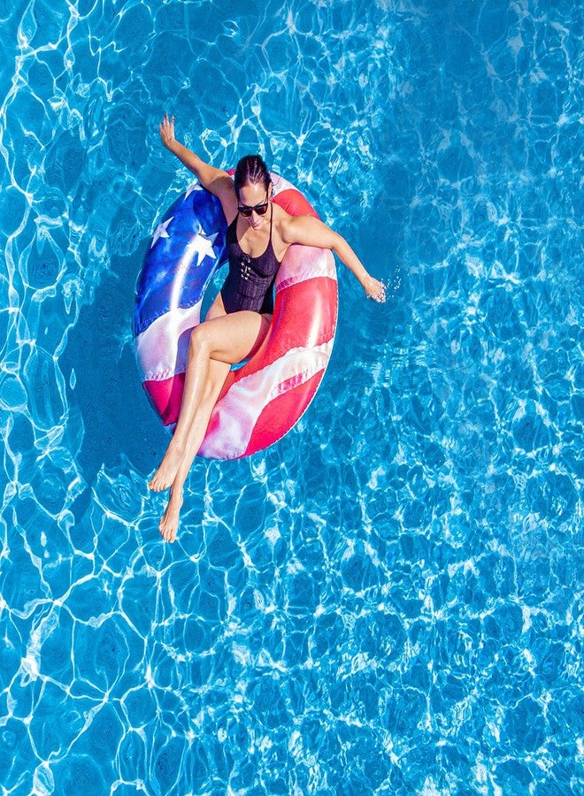 Poolcandy Stars and Stripes Pool Rafts (Stars & Stripes Pool Tube 48 inch American Flag Swim Ring) - Image 5