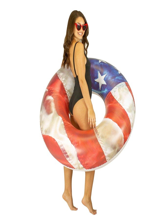 Poolcandy Stars and Stripes Pool Rafts (Stars & Stripes Pool Tube 48 inch American Flag Swim Ring) - Image 1