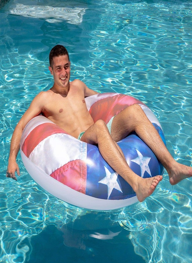 Poolcandy Stars and Stripes Pool Rafts (Stars & Stripes Pool Tube 48 inch American Flag Swim Ring) - Image 4