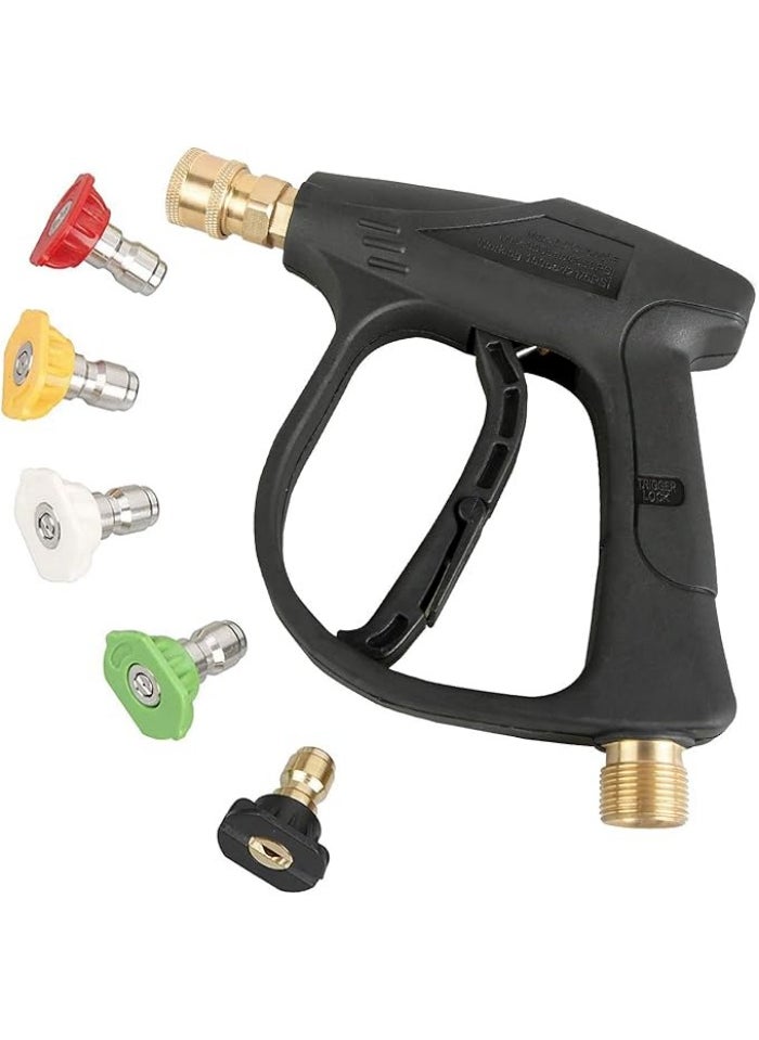 Generic High Pressure Washer Gun,3000 PSI Max with 5 Color Quick Connect Nozzles M22 Hose Connector 3.0 TIP  - Image 1