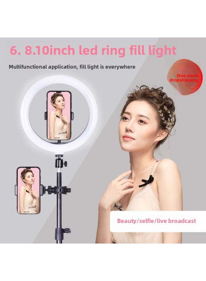 general 6-inch 8-inch 10-inch Ring Fill Light Live Mobile Phone Bracket Fill Light LED Beauty Light Tripod Live Light-Specifications:8-inch +1.6 M Lamp Holder - Image 2